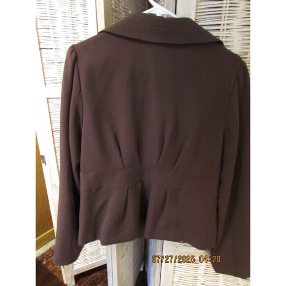 apt 9 size 12 women's blazer jacket lined large lapel tapered brown office - Picture 7 of 8
